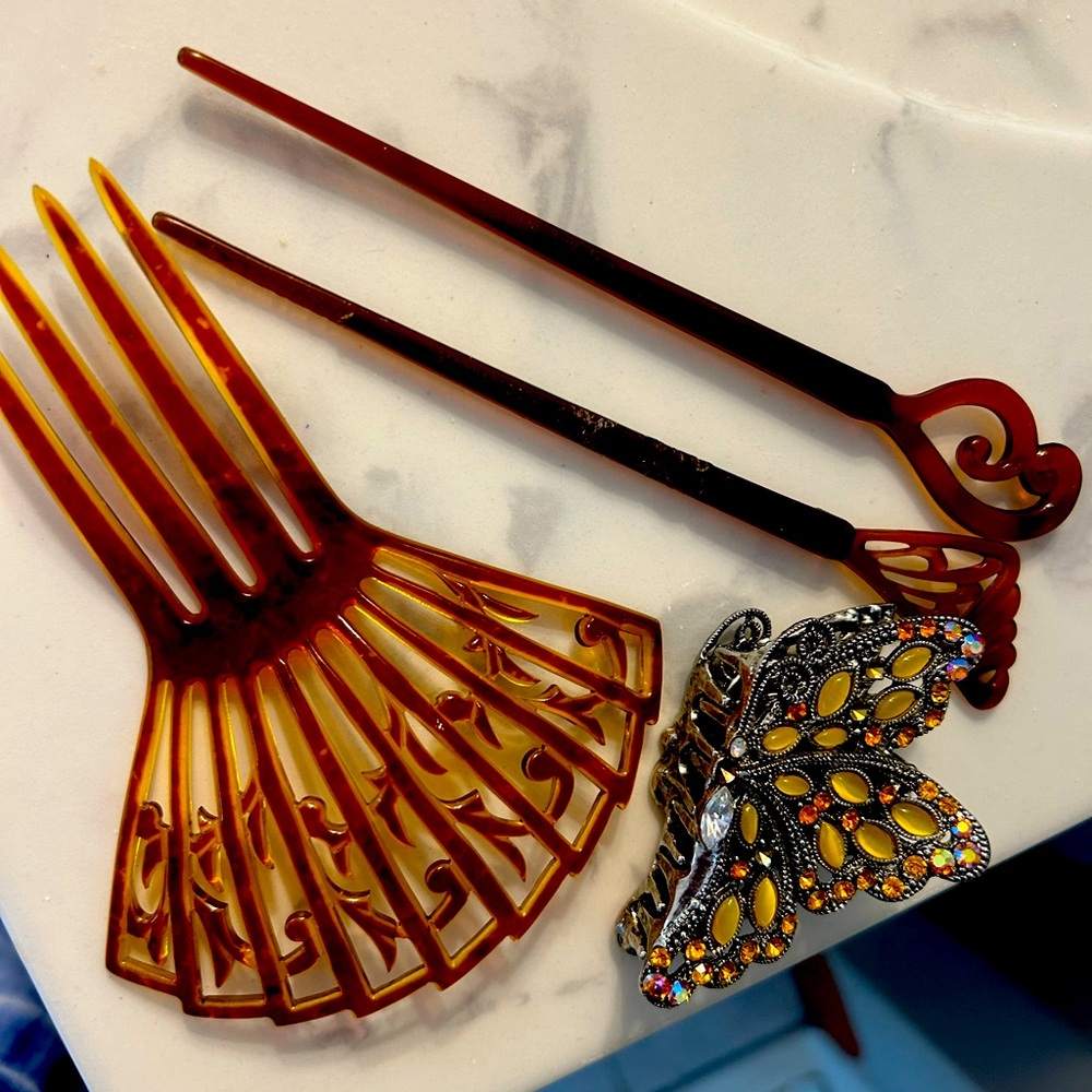 Hair combs, clips